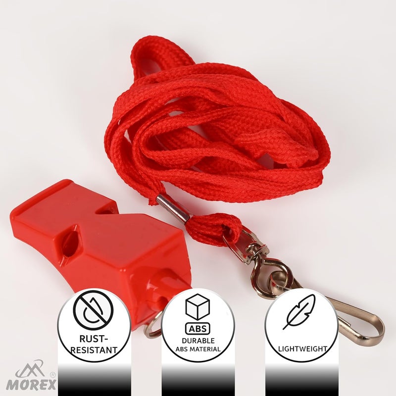 MOVEX Morex Whistle for Sports Coaches with Lanyard – Professional Sports High Sound Whistle for Referees, Coaches, Lifeguards, Self-Defence & Survival – Loud Hyper Whistle (Pack of 1) (Red) - Image 4