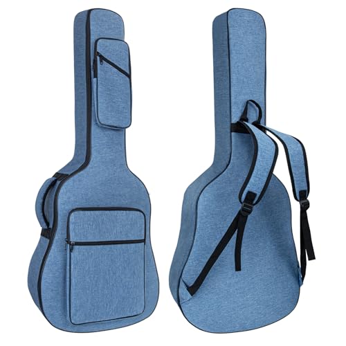 MUZTOP Guitar case, 39 40 41 Inch Acoustic Guitar Bag, 0.45Thick Padding Guitar Gig Bag with Comfortable Handle and Pockets Acoustic Guitar Backpack Case Sofe, Blue - Image 1