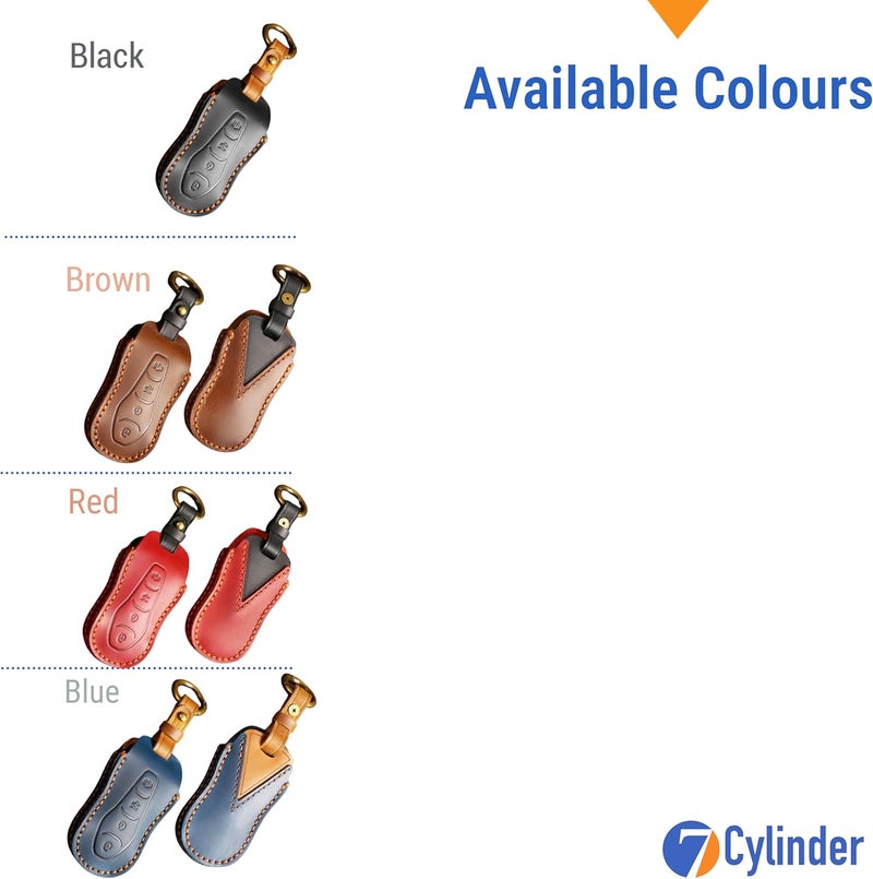 7Cylinder TPU Leather 4 Button Key Case for Geely - Signal Friendly Anti Scratch Cover (Blue) - Image 2