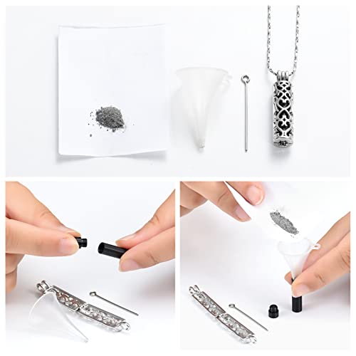 Imrsanl Stainless Steel Cremation Jewelry Ashes Cylinder Vial Urn Necklace for Ashes Charm Memorial Keepsake Cremation Pendant Jewelry (Black) - Image 5