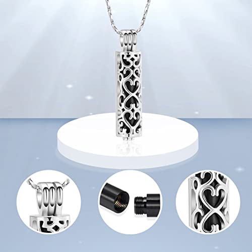 Imrsanl Stainless Steel Cremation Jewelry Ashes Cylinder Vial Urn Necklace for Ashes Charm Memorial Keepsake Cremation Pendant Jewelry (Black) - Image 3