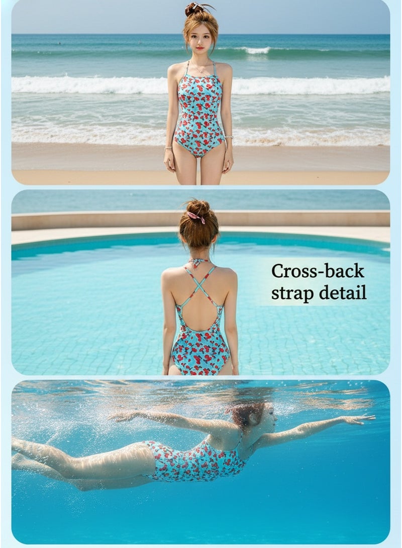 Mark Fairwhale New Fashionable Cherry Print Halter-Neck One-Piece Swimsuit - Image 5