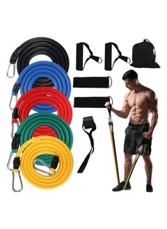 SKY-TOUCH Exercise 11Pcs Resistance Band Set Stackable Up to 150 Lbs 5 Stackable Exercise Bands With Door Anchor, Ankle Straps Carrying Case  - Image 1