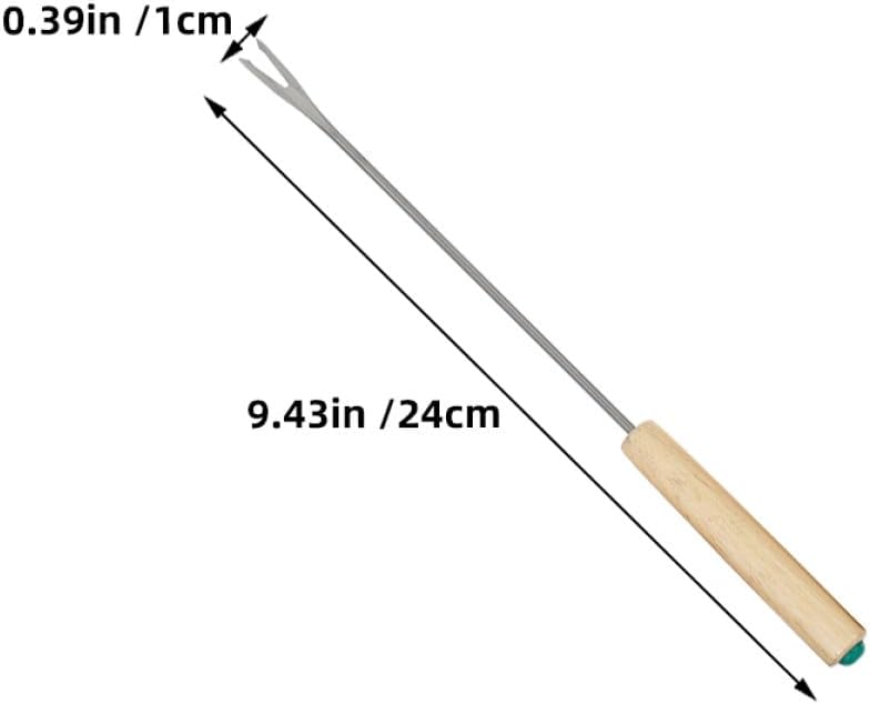 18pcs Wooden Handle Fondue Forks Stainless Steel Cheese Hot Pot Skewers Heat Resistant Dipping Utensils for Family Bbq Picnic and Party Serving - Image 2