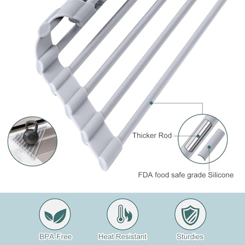 MERRYBOX Triangle Roll Up Dish Drying Rack Over The Sink, 2025 Anti-Rust Sink Drying Rack with Full Silicone Wrapped for Top of Corner, Anti-Slip Organizer for Kitchen - Image 4