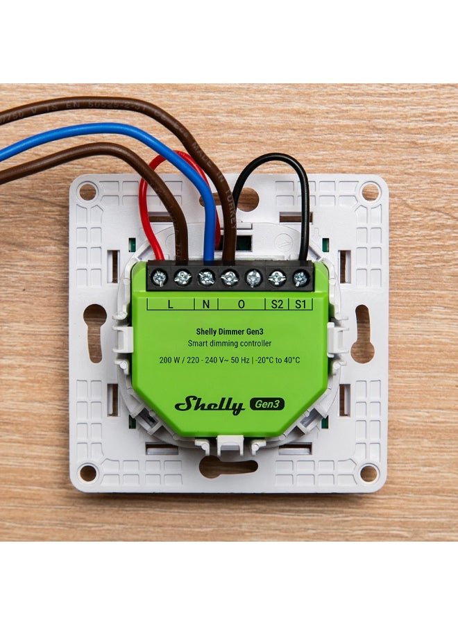 شيلي Shelly Dimmer Gen3 WiFi & Bluetooth Smart Light Dimmer, Flicker-Free Dimming, App Control, No Hub Required - Image 3