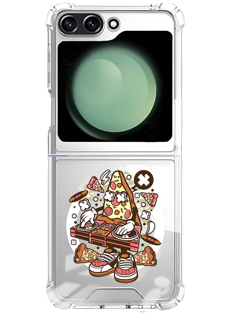 Theodor Magnetic Case for Samsung Galaxy Z Flip 5 Compatible with MagSafe Wireless Charging, Shockproof Phone Bumper Cover Pizza dj - Image 1