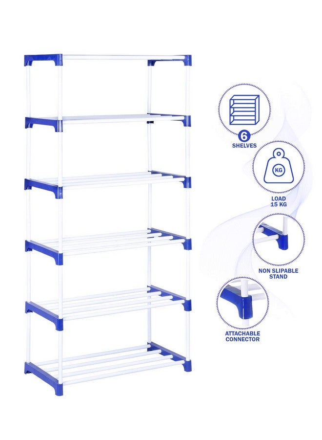 FLIPZON Multipurpose Metal, Plastic Rack Organizer for Shoe/Clothes/Books - (65.5 (L) x 32.5 (B) x 149 (H) Cms) (Need to Be Assemble - DIY) Rust-Proof - Large- 6 Shelve - Image 3