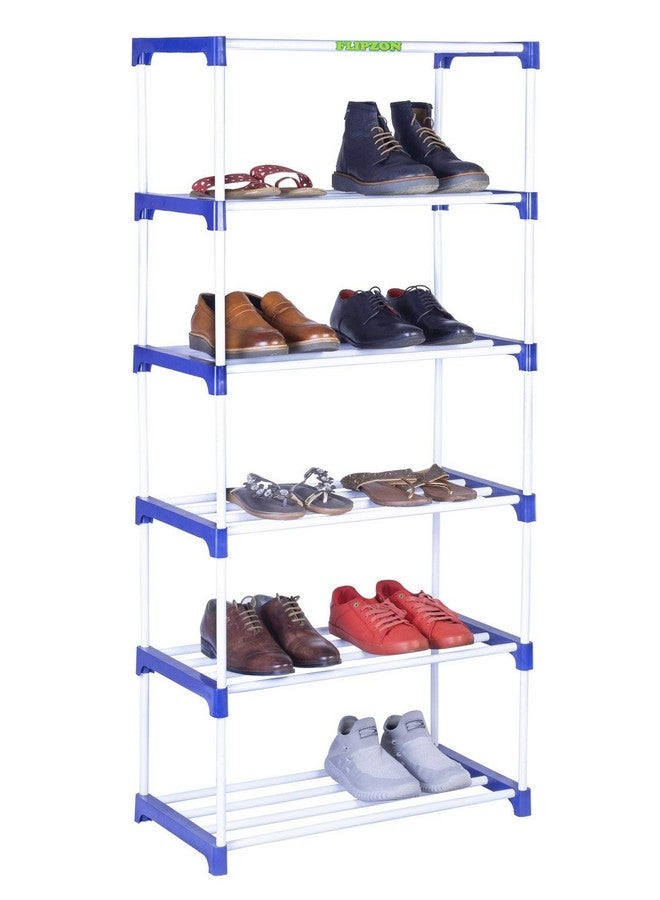 FLIPZON Multipurpose Metal, Plastic Rack Organizer for Shoe/Clothes/Books - (65.5 (L) x 32.5 (B) x 149 (H) Cms) (Need to Be Assemble - DIY) Rust-Proof - Large- 6 Shelve - Image 1