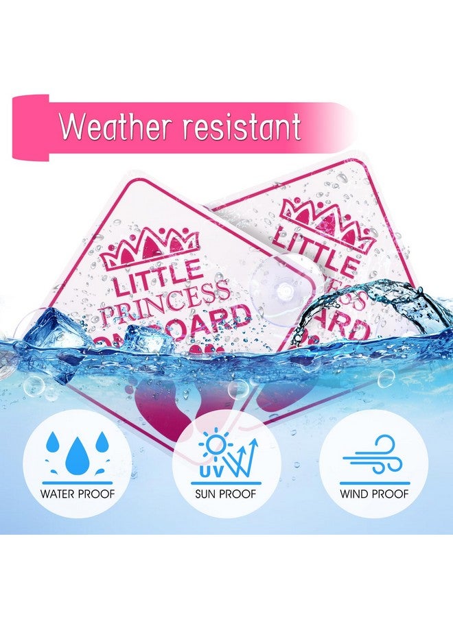 Amabro Little Princess on Board Warning Signs, 2pcs 5" x 5" Safety Car Bumper Sticker With Double Suction Cups, Reusable Baby in Car Decal, Pink - Image 4