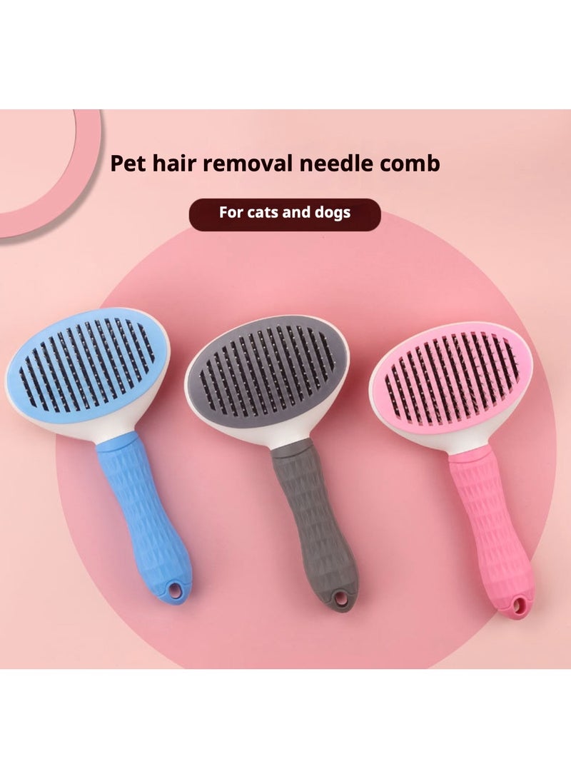 Pet Grooming Brush for Cats & Dogs, Self-Cleaning Deshedding Tool with Stainless Steel Needles, Tangle Remover Comb with Soft Massage Tips, Comfortable Handle, Suitable for All Pet Hair Types - Image 3