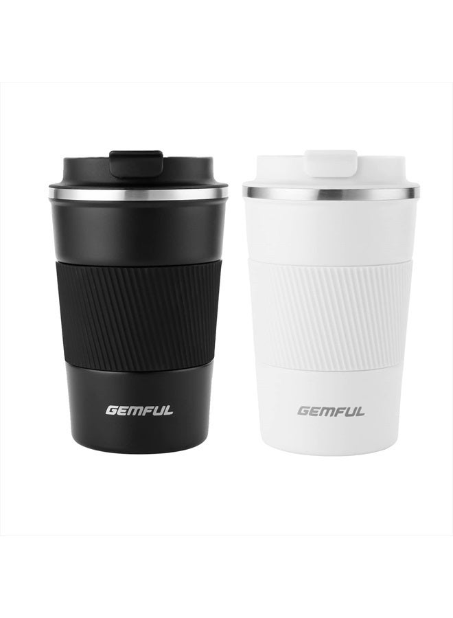 GEMFUL كوب تامبلر مزدوج الفجوة من الفولاذ المقاوم للصدأ لعزل الحرارة، أكواب قهوة للمشروبات الباردة والساخنة 12 أونصة، عبوة 2 - Image 1