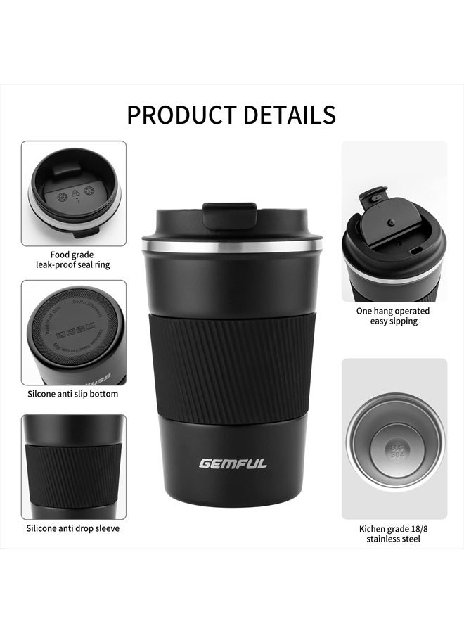 GEMFUL كوب تامبلر مزدوج الفجوة من الفولاذ المقاوم للصدأ لعزل الحرارة، أكواب قهوة للمشروبات الباردة والساخنة 12 أونصة، عبوة 2 - Image 4