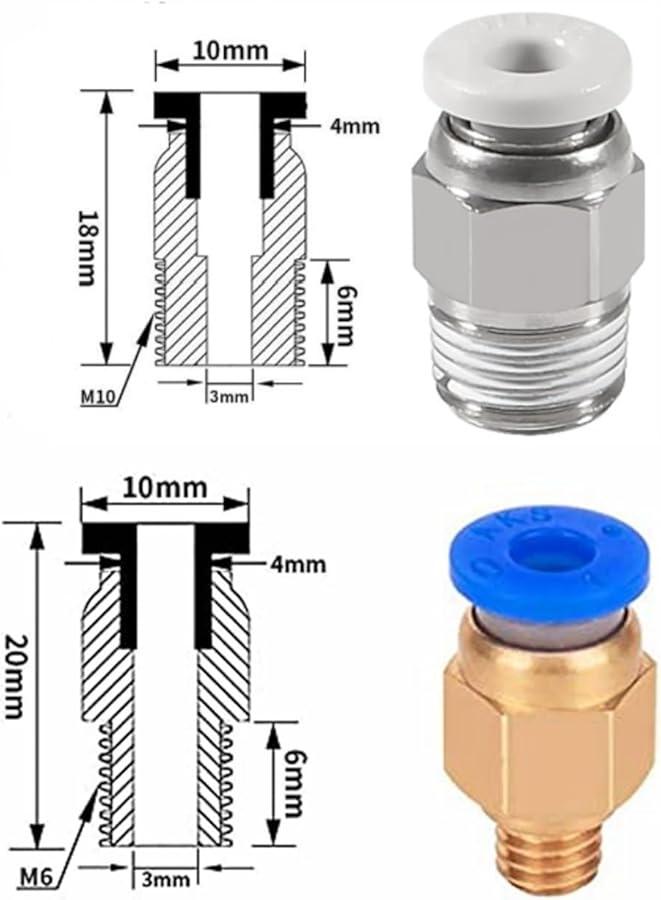 10Pcs M6 Pneumatic Connector Fitting For Creality 3 3 Pro 5 5 Pro CR 10 10S Hotend Extruder Kit - Image 4
