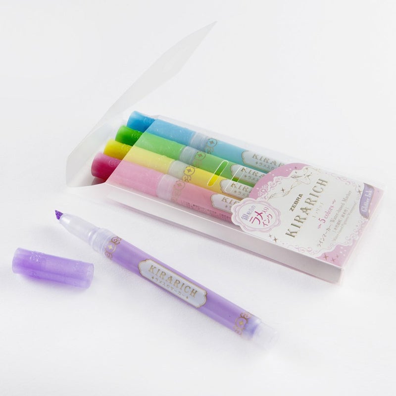 Zebra Pen Zebra Glitter Highlighter, Kirarich, 5 Color Set (4901681512102) - Image 5