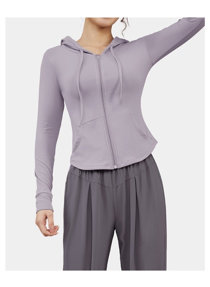High Elastic Hoodie Yoga Jacket Women Spring Autumn Breathable Comfortable Thin Sport Coats Outdoor Running Cycling Fitness Top - Image 2