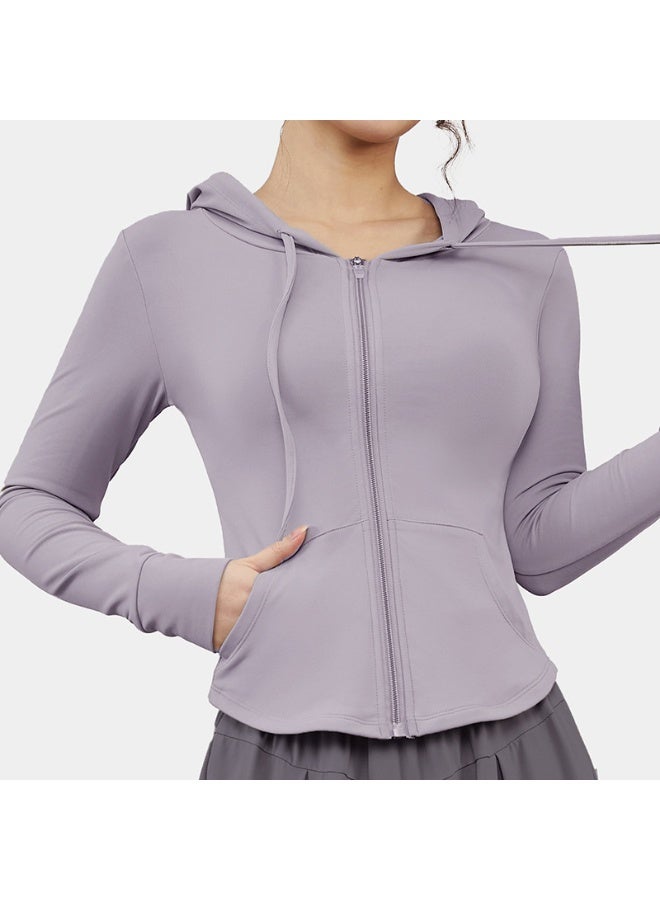 High Elastic Hoodie Yoga Jacket Women Spring Autumn Breathable Comfortable Thin Sport Coats Outdoor Running Cycling Fitness Top - Image 1