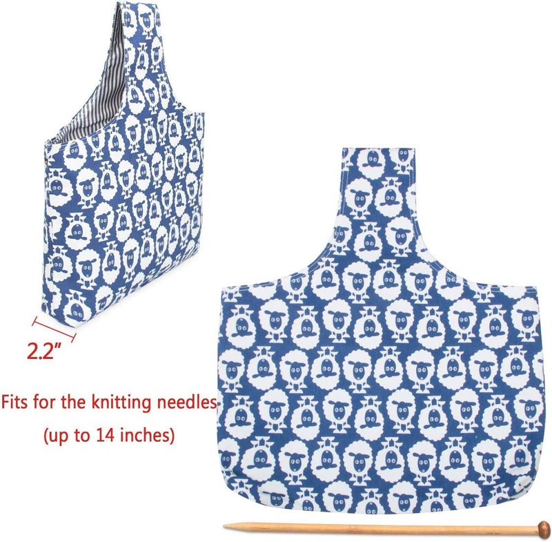 Teamoy Knitting Tote Bag, Travel Project Wrist Bag for Needles(14inches), Yarn and Crochet Supplies, Lightweight, Perfect Size for Knitting on The Go (Large, Sheep) - Image 2
