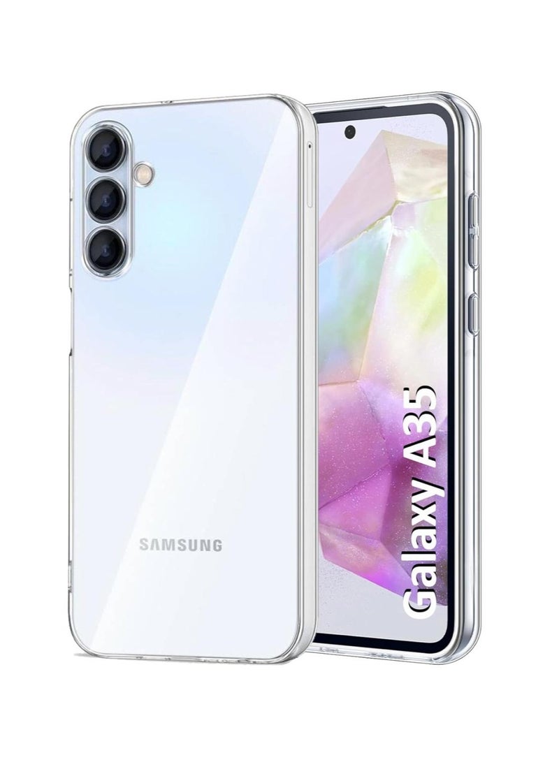 Denx Crystal Clear Case Compatible with Samsung Galaxy A35, Made Of TPU, Gorilla Anti shock Protector Camera Shockproof Corners, Clear Case - Image 1