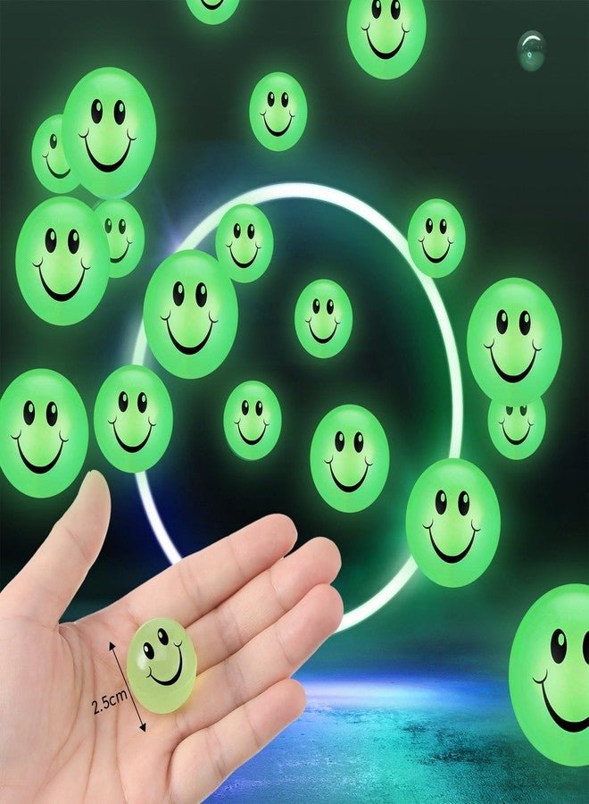 Kasyat 24 Pcs Glow in The Dark Smile Face Bouncing Balls, Mini High Bounce Bouncy Balls for Teens, Glowing Halloween Birthday Party Favors Goodie Bag Fillers for Boys and Girls 6 Years Old + - Image 2