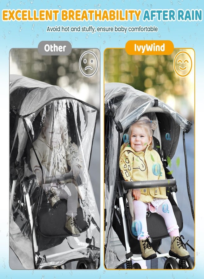 IvyWind Stroller Rain Cover for Double Tandem Stroller, Universal Size Weather Shield for Stroller, Breathable Double Stroller Cover for All-Weather Protection from Rain Snow Dust - Image 3