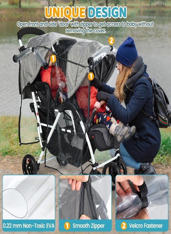 IvyWind Stroller Rain Cover for Double Tandem Stroller, Universal Size Weather Shield for Stroller, Breathable Double Stroller Cover for All-Weather Protection from Rain Snow Dust - Image 2