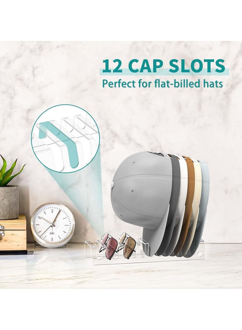 TPGP Acrylic Baseball Cap Organizer, Minimalist Hat Rack Can Display 12 Baseball Caps, No Install Required Upgrade Hat Storage System for Closet Bedroom Office (Clear)  - Image 3