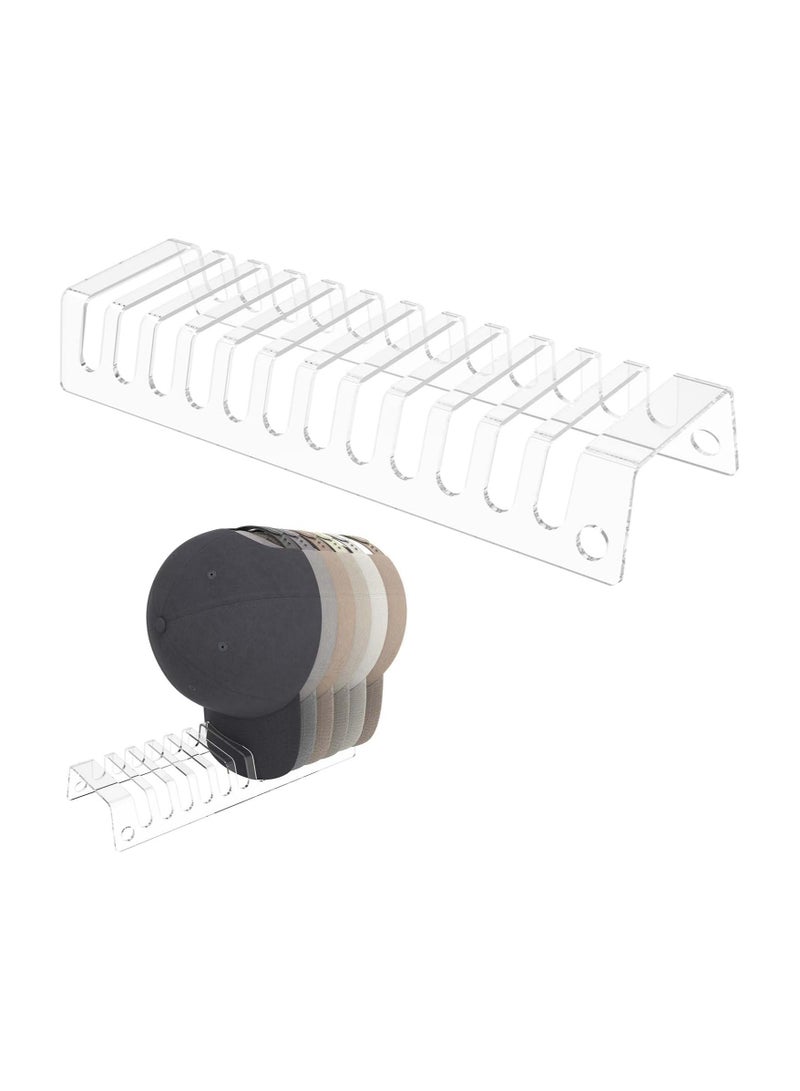 TPGP Acrylic Baseball Cap Organizer, Minimalist Hat Rack Can Display 12 Baseball Caps, No Install Required Upgrade Hat Storage System for Closet Bedroom Office (Clear)  - Image 1