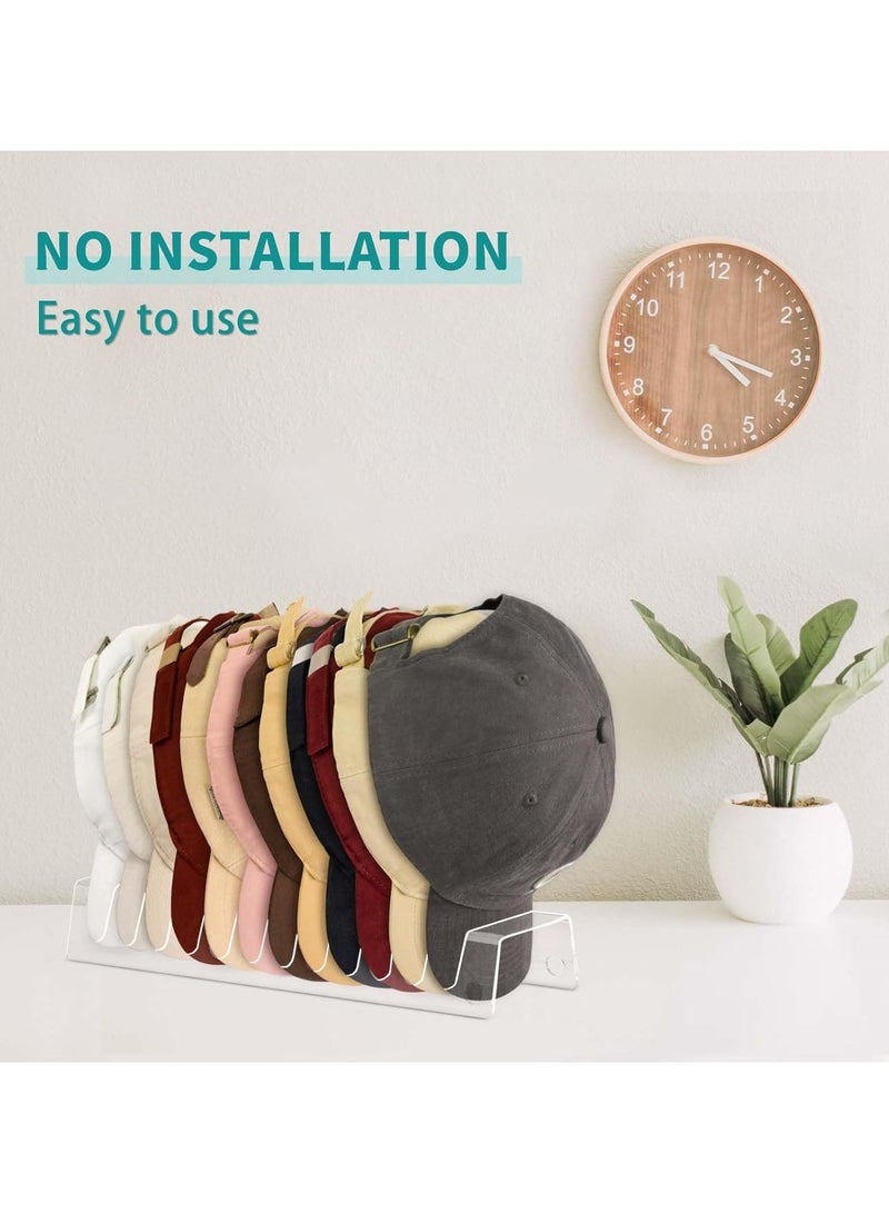 TPGP Acrylic Baseball Cap Organizer, Minimalist Hat Rack Can Display 12 Baseball Caps, No Install Required Upgrade Hat Storage System for Closet Bedroom Office (Clear)  - Image 5