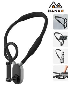 NANAO Magnetic Neck Phone Holder, Cell Phone Holder Around Neck POV/Vlog Selfie Mount Hand Free Phones Neck Holder Video Recording Chest Stand for iPhone 15 14 13 12 Pro Max Plus Mini Series Android Phones (Black)  - Image 1