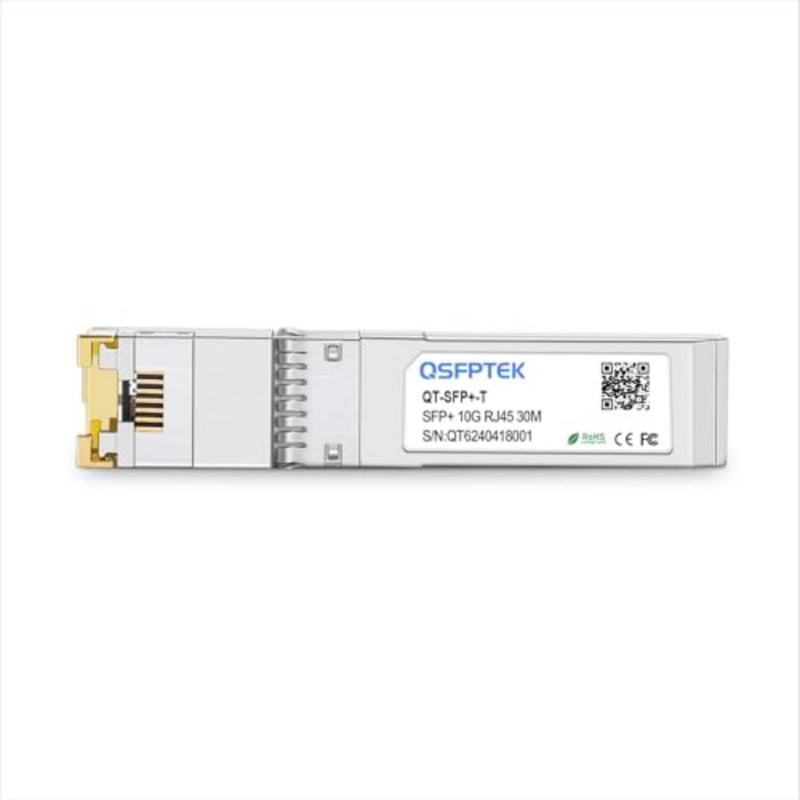 10GBASE-T SFP+ to RJ45 Transceiver for networking applications, copper material, black color, up to 30m reach and multi-vendor compatibility - Image 2