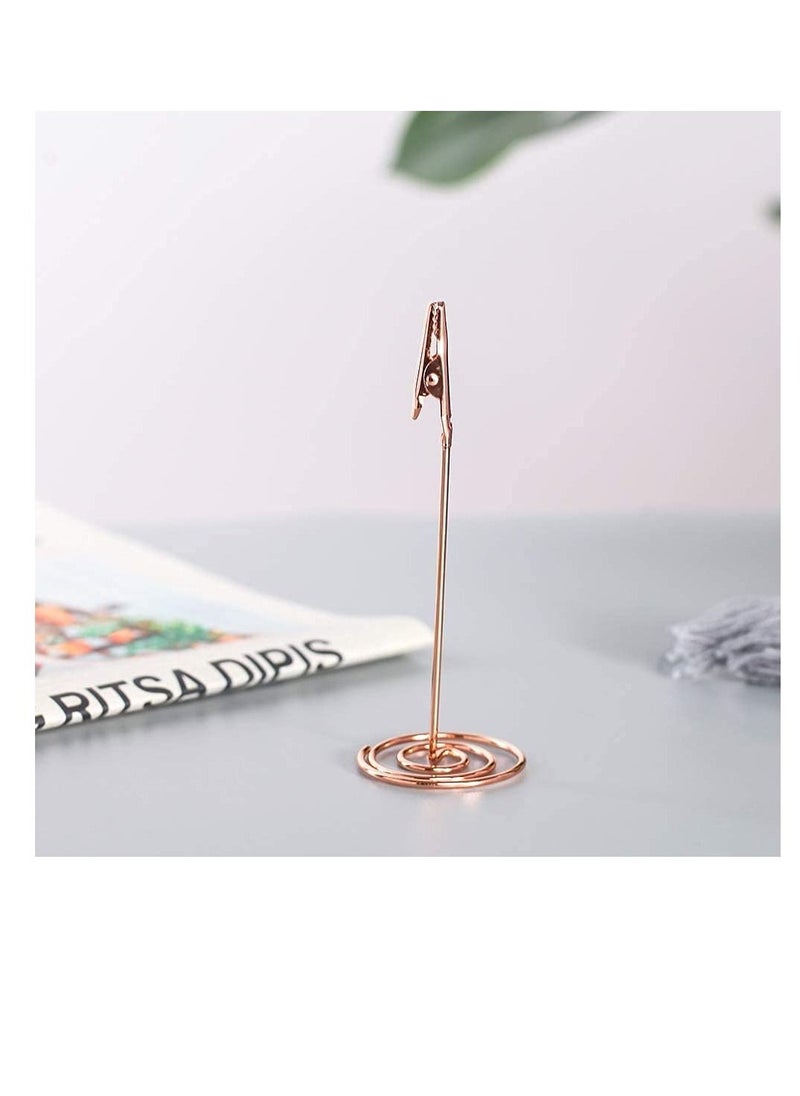 Excefore Place Card Holder Place Card Holder Memo Holder Clip Photo Holder Table Number Holder, Note Clip Photo Clip Holder Stand, Table Number Holder Place Card Paper Menu Stand 12pcs (Rose Gold)  - Image 3