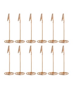 Excefore Place Card Holder Place Card Holder Memo Holder Clip Photo Holder Table Number Holder, Note Clip Photo Clip Holder Stand, Table Number Holder Place Card Paper Menu Stand 12pcs (Rose Gold)  - Image 1