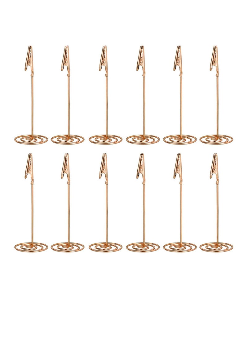 Excefore Place Card Holder Place Card Holder Memo Holder Clip Photo Holder Table Number Holder, Note Clip Photo Clip Holder Stand, Table Number Holder Place Card Paper Menu Stand 12pcs (Rose Gold)  - Image 1