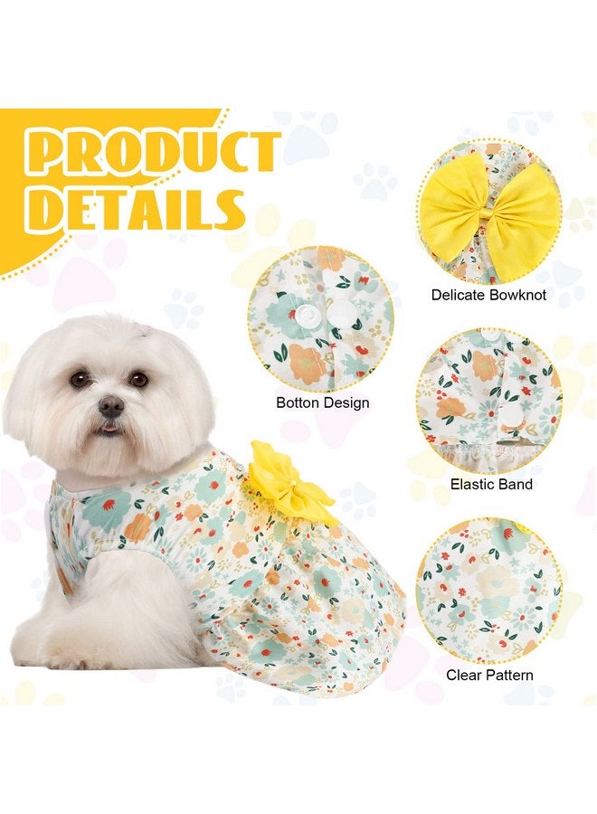 Sanwuta 8 Pieces Dog Dress Bowknot Dog Dresses Girl Dog Clothes Dog Outfits for Puppy Princess Dresses for Puppy Soft Lightweight Summer Fruit Floral Pattern Pet Skirts for Girl Puppy (Medium) - Image 2