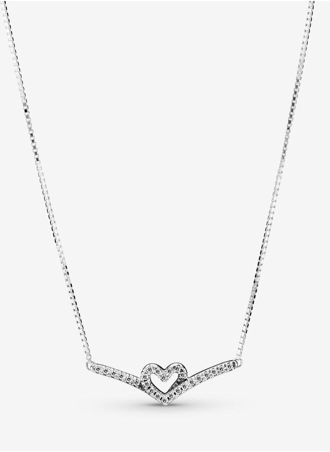 Chomel - Sparkling Wishbone Heart Collier Women's Necklace for Pandora Timeless 399273C01-45 - Image 1