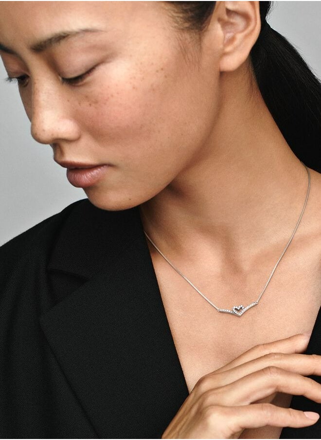 Chomel - Sparkling Wishbone Heart Collier Women's Necklace for Pandora Timeless 399273C01-45 - Image 1