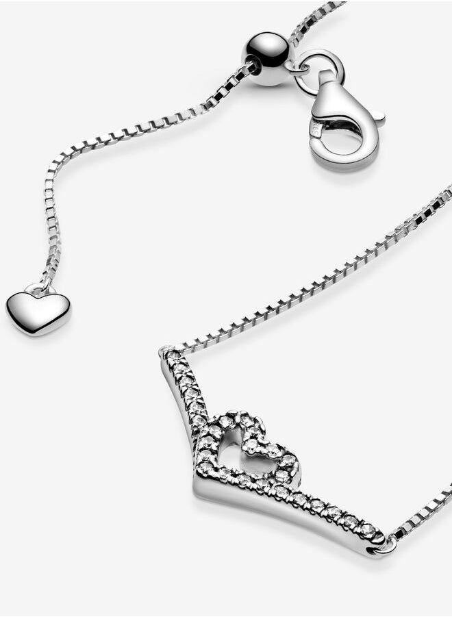 Chomel - Sparkling Wishbone Heart Collier Women's Necklace for Pandora Timeless 399273C01-45 - Image 1