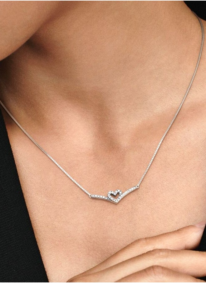 Chomel - Sparkling Wishbone Heart Collier Women's Necklace for Pandora Timeless 399273C01-45 - Image 1