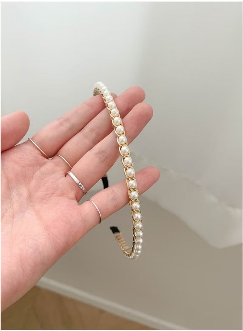 Huitich Elegant White Pearl Headband for Girls – Classic Hair Accessory  - Image 5