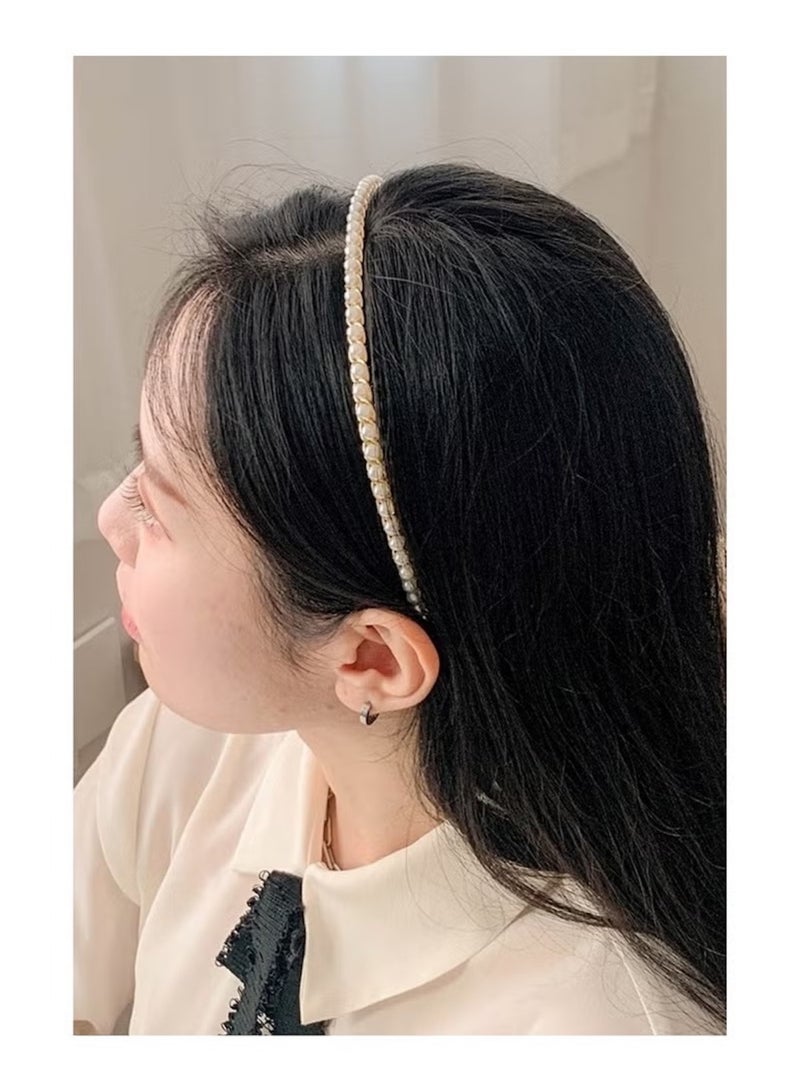 Huitich Elegant White Pearl Headband for Girls – Classic Hair Accessory  - Image 4