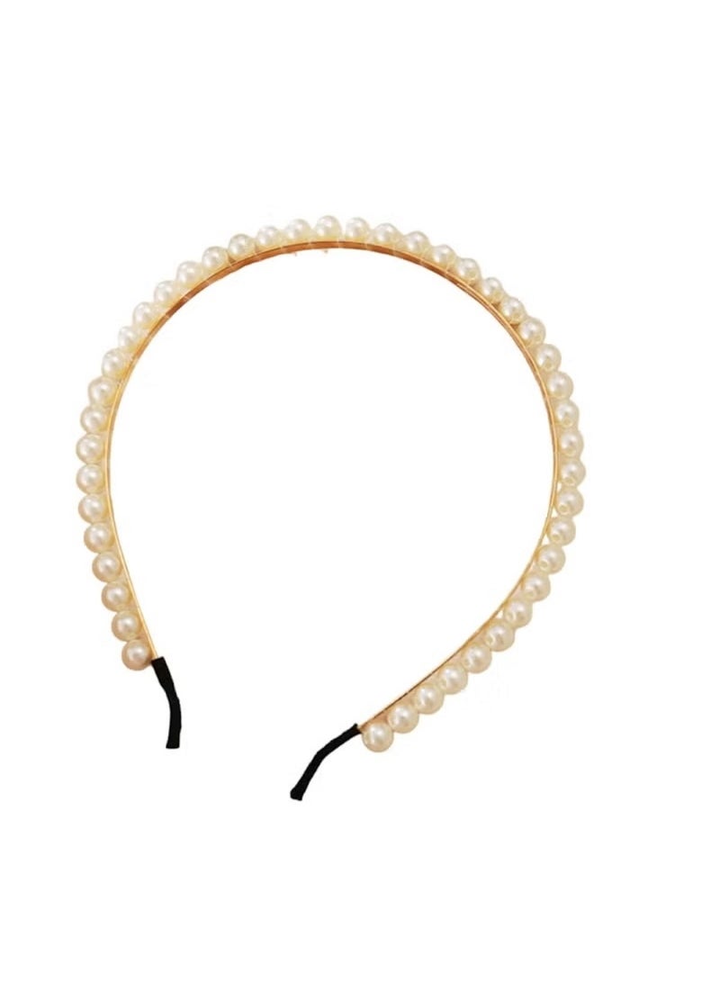 Huitich Elegant White Pearl Headband for Girls – Classic Hair Accessory  - Image 1