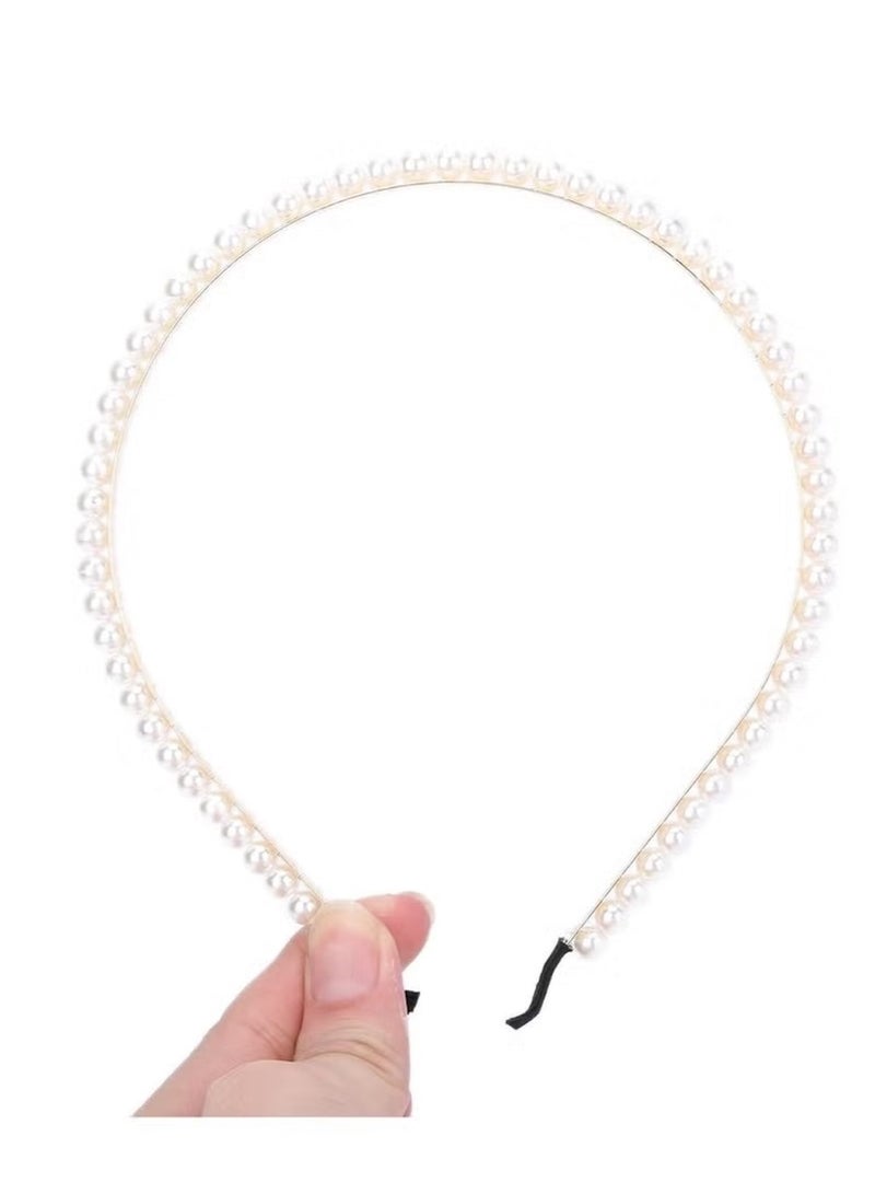 Huitich Elegant White Pearl Headband for Girls – Classic Hair Accessory  - Image 3