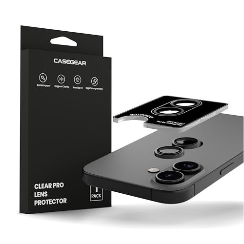 CASEGEAR Clear Pro Camera Lens Protector Compatible With iPhone 16/16 Plus | HD Clarity | Scratch Resistant | Complete Coverage | Easy Installation | Black - Image 2