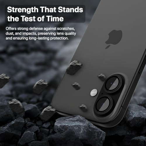 CASEGEAR Clear Pro Camera Lens Protector Compatible With iPhone 16/16 Plus | HD Clarity | Scratch Resistant | Complete Coverage | Easy Installation | Black - Image 3