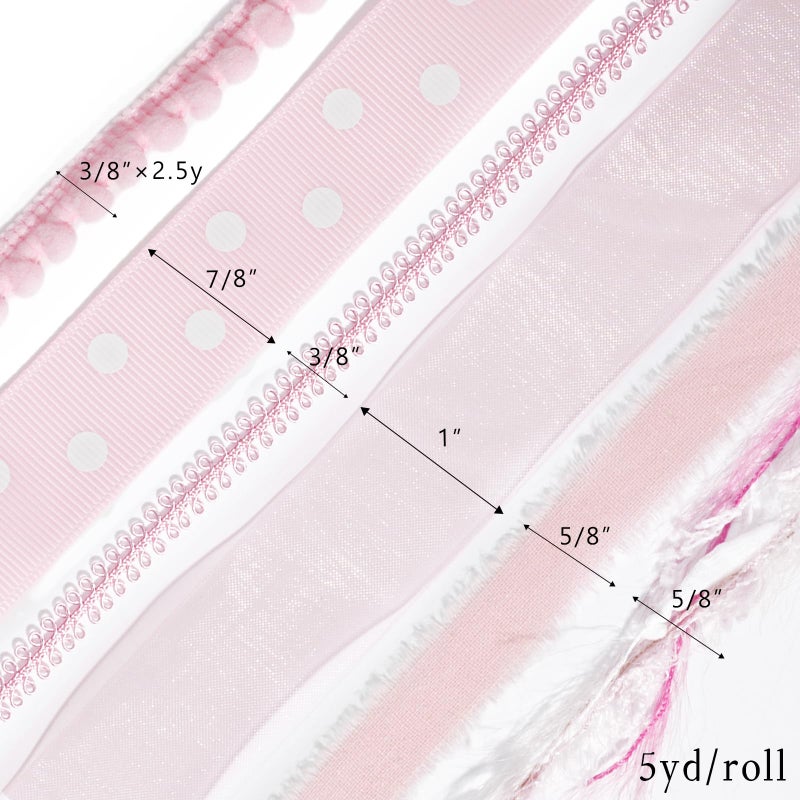 LaRibbons Pink Ribbons for Crafts 6 Rolls 27.5 Yards Total Thin Pink Ribbon for Baby Shower Sewing Gift Wrapping Clothing Trim Party and Home Decor - Image 5