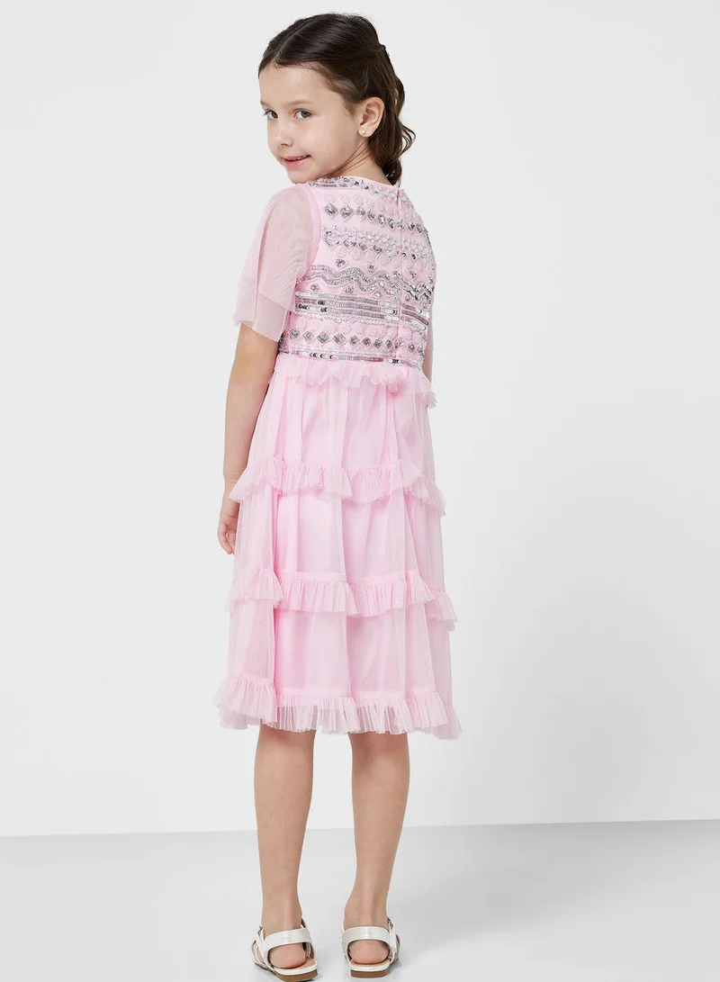 Amelia Rose Pink Ruffle Tier Dress