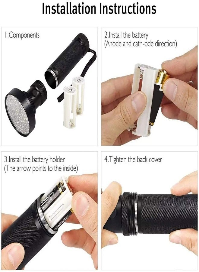 Qisebin UV Black Light Flashlight - Powerful 100 LED Blacklight Flashlights for Pet Urine Detection, Dog Stain, Scorpion, Resin Curing, Counterfeit Money Bed Bugs, Carpet Odor Eliminator Remover - Image 3