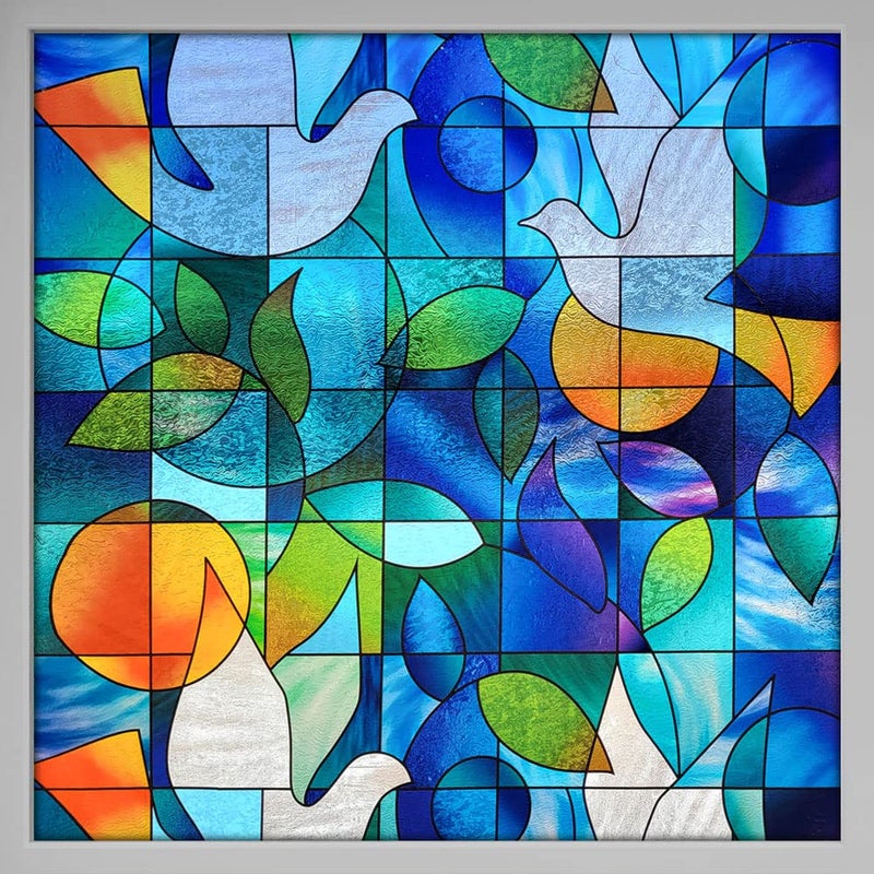 BDF 3DV Window Film Dove Stained Glass 36in X 59in 2 Continuous Patterns