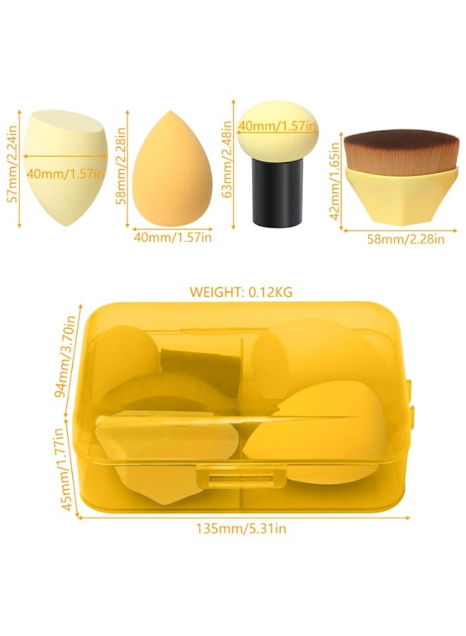 فرشاة كريم أساس واحدة، مجموعة من 3 قطع من إسفنجات المكياج، أداة دمج كريم الأساس، أداة وضع المكياج الرطب والجاف، فرشاة كونسيلر تجميلية للوجه، أعواد العيون، إسفنجة بودرة بمقبض (متعددة الألوان) - Image 2